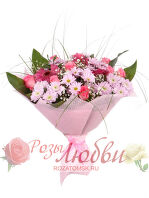 №67.  Букет из герберы, розы и хризантемы кустовой.