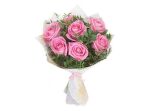 № 264 Букет из 7 розовых роз с эвкалиптом.