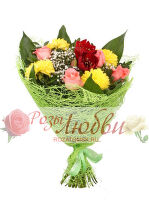 №87. Букет из хризантемы одиночной и розы.