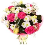 № 220 Букет из 6 роз и 5 хризантем.