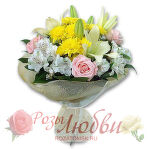 №84. Букет из лилии, роз, альстремерий и хризантем