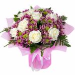 № 224 Букет из  7 роз и 4 хризантем.