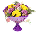 №212  Букет из Хризантемы кустовой и  хризантемы одиночной.