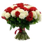 № 454 Букет из 51 красно-белых роз.