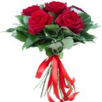 № 456 Букет из 5 красных роз с зеленью.