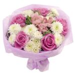 №117  Букет из роз,хризантемы и  альстромерии.