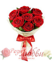 №101. Букет из 7 роз высотой  60 см.