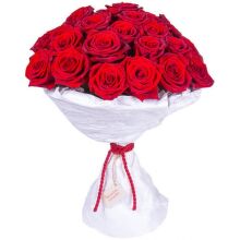 № 258 Букет из 25 красных роз с упаковкой.