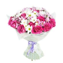 № 221 Букет из 5 хризантем и 10 роз